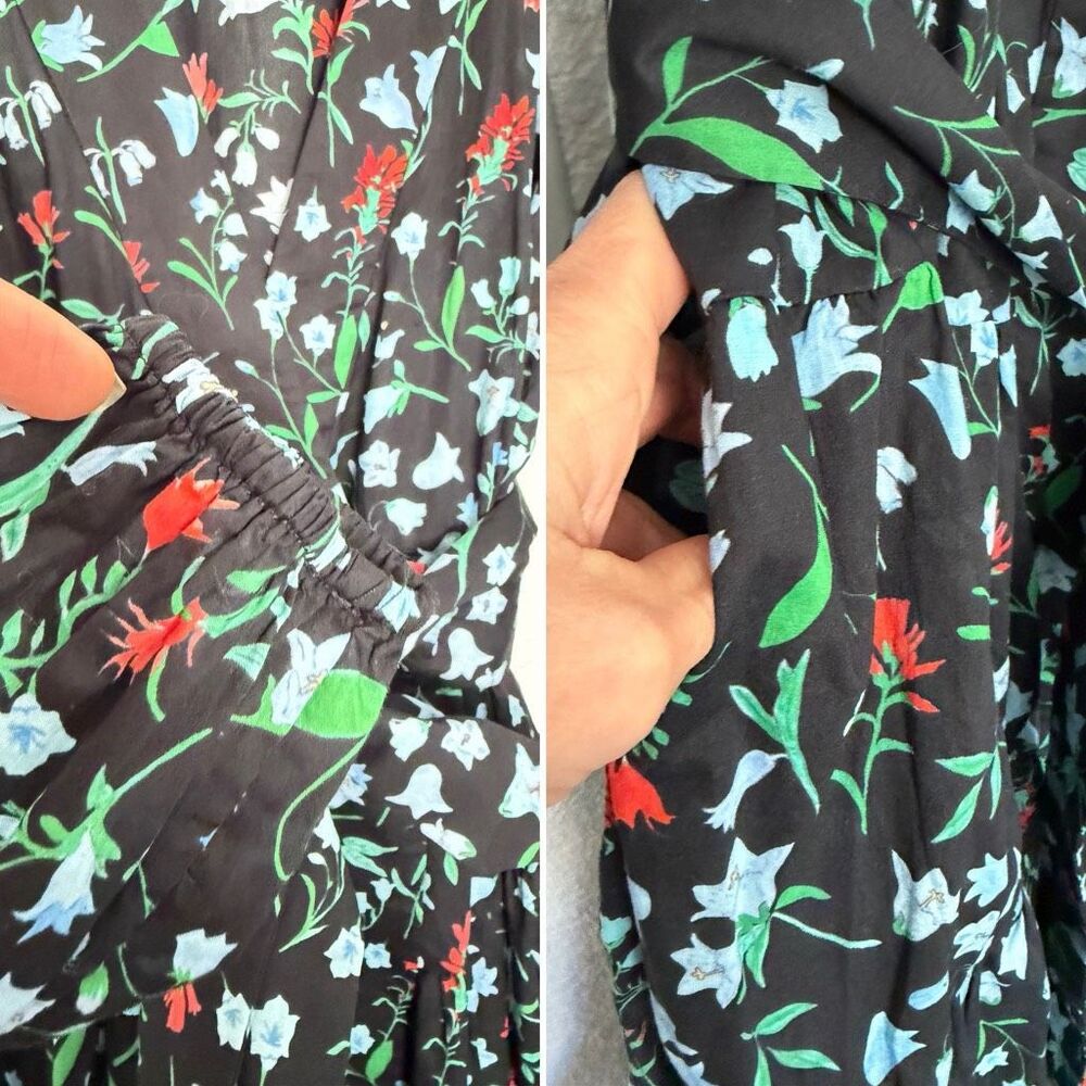 B.YELLOWTAIL Floral Cotton Wrap Midi Dress XL Indigenous Design Pockets - Picture 11 of 12